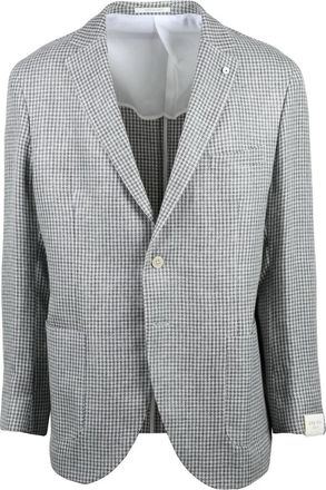 L.B.M. 1911 White Grey Linen Silk Cotton Blazer Jacket