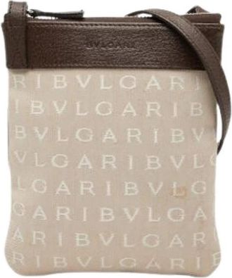 Bulgari Pre-owned Canvas Schoudertas - Dames - Vintage Schoudertas - Beige - ONE Size - Vintage