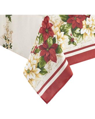 Elrene Red & White Poinsettias Tablecloth