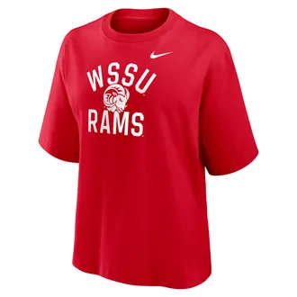 Nike Womens College (Winston-Salem State Rams) Boxy T-Shirt in Red | W11668WISA26-RED
