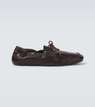 Prada Shuffle leather boat shoes
