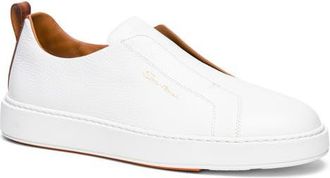Santoni Victory Laceless Slip-On Sneaker in White at Nordstrom, Size 10.5