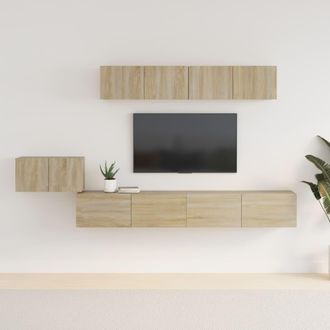 vidaXL Set De Muebles Para Tv 5 Pzas Madera Contrachapada Roble Sonoma Vidaxl
