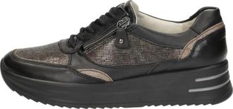 Waldl&auml;ufer H-Arianna Veterschoenen Laag - Dames - Sneakers - Zwart - 37 EU - Leer - Schoenen