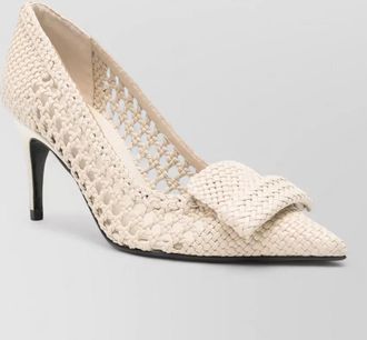 Sergio Rossi leather pumps bow detail pointed toe woven