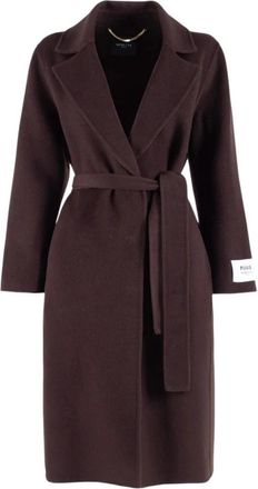 Nenette Lange ceintuurjas - Dames - Jas met riem - Bruin - L - Wol - Jassen