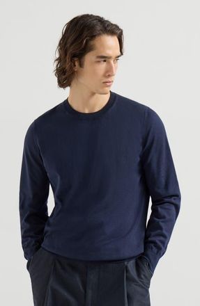 Brunello Cucinelli Cotton sweater in Navy Blue at Nordstrom, Size 52 It
