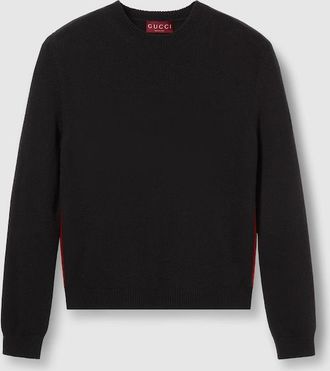 Gucci Cashmere Sweater With Web Intarsia, Size XXXL, Black, Ready-to-wear