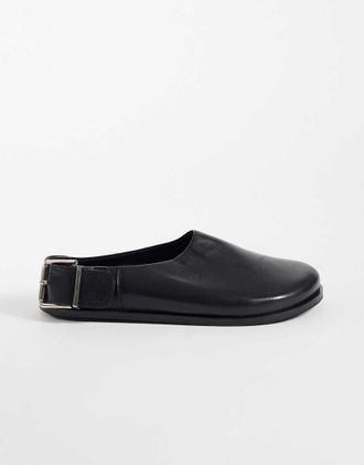 Asos Marshall sabot bassi in pelle vera neri-Nero