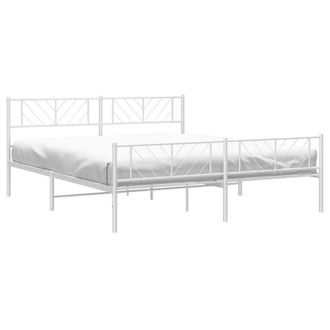 Berkfield Home Metal Bed Frame with Headboard & Footboard White 183x213 cm