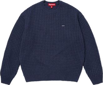 SUPREME Small Box Waffle Sweater Navy FW25SK21-NAVY