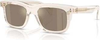 Moncler Butter Brown Mirror Zonnebril Me 6004 - unisex - Zonnebrillen - Beige - 51 MM - Accessoires