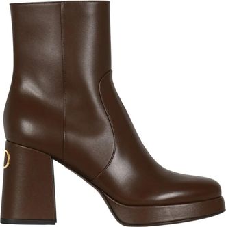 Valentino Fawcette Bootie - Dames - Laarzen met Hak - Bruin - 38 1/2 EU - Leer - Schoenen