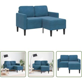 vidaXL vidaXL Chaise longue - Divano 2 Posti con Chaise longue a L Blu 125 cm in Velluto