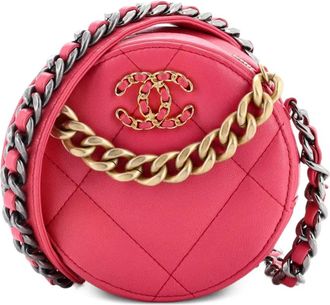 Chanel 19 Round with Chain Quilted Leather clutch bag - Rosa