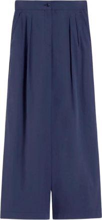 Max Mara Wijde Pijpen Broek - Dames - Wijde Broeken - Blauw - M - Katoen - Broeken