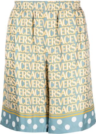 Versace Versace Allover silk shorts - men - Cupro - 52 - Blue