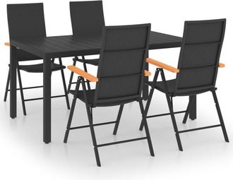 vidaXL 5 Piece Garden Dining Set Black and Brown Vidaxl