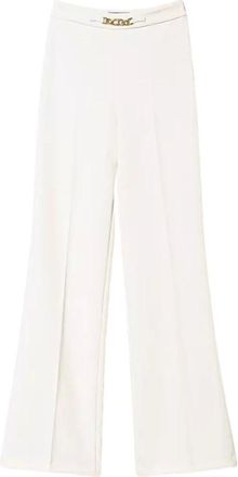 Twinset Oval T Wijde Broek - Dames - Broeken - Wit - Maat: M Viscose