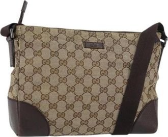 Gucci Pre-owned Cross Body Bags, female, Beige, Size: ONE SIZE Pre-owned Canvas Crossbody Bag