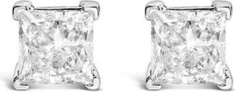 House of Brilliance 14K White Gold 2.0 Ct Princess Lab-Grown Diamond Solitaire Stud Earrings at Nordstrom