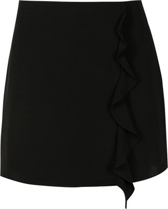 A|X Armani Exchange ruffle-detail high-waist skirt - women - Polyester - 10 - Black