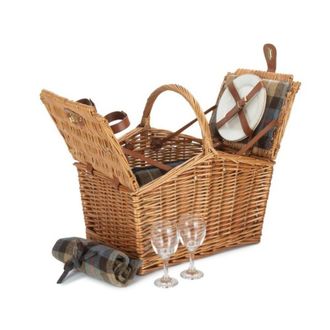 Red Hamper 2 Person Ravenstor Slope-Sided Fitted Wicker Picnic Basket in Blue