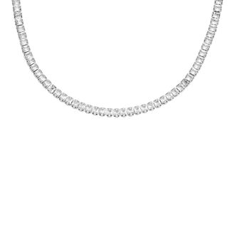 Fossil Womens Heritage D-Link Glitz Stainless Steel Chain Tennis Necklace