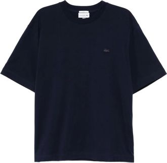 Lacoste logo-appliqué cotton T-shirt - Blue