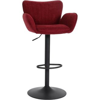 Hhg Nunca Usado] Taburete De Bar Hhg 098, Silla Giratoria Taburete De Bar, Con Reposabrazos Reposapi&eacute;s Giratorio Tela/textil Hierro Mvg, Burdeos Base Negr