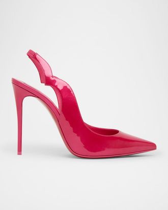 Christian Louboutin 100mm Hot Chick Patent Slingback Pumps