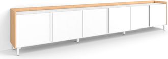 Skraut Home Skraut Home - Mueble Tv, Televisi&oacute;n, Muebles De Sal&oacute;n, Almacenaje, 309x35x61cm, Para Tv Hasta 80, Dise&ntilde;o Industrial, Estilo Moderno, Blanco Y Roble So