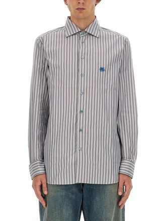 Etro Grey Regular Stripes Shirt