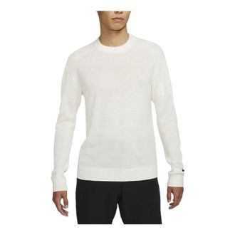 Nike Mens Nike Tiger Woods Solid Color Elastic Breathable Golf Round Neck Wool Sweater Mountain White CU9783-121