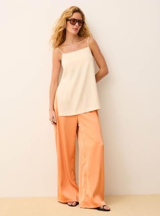 Icone Womens Lightweight satin wide-leg pant