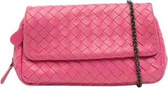 Bottega Veneta Pre-owned Geweven Leren Crossbody Tas - Dames - Vintage Schoudertas - Roze - ONE Size - Leer - Vintage