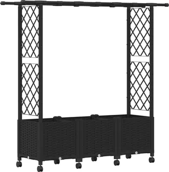 vidaXL Cama Elevada Con Trellis Y Techo Negro 162,5 X 40 X 142 Cm Pp Vidaxl