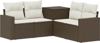 vidaXL Juego De Sof&aacute; 5 Uds. Marr&oacute;n Y Crema Blanca Vidaxl