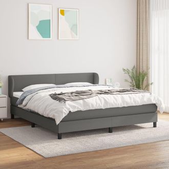 vidaXL Cama Box Spring Con Colch&oacute;n Tela Gris Oscuro 160x200 Cm Vidaxl