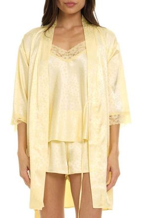 Flora Nikrooz Sabrina Travel Pajamas & Robe Set in Yellow at Nordstrom, Size X-Small