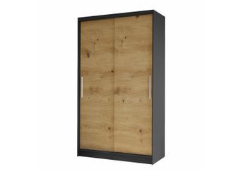 Mirjan24 Mobilier1 - Armario Closico 162, Negro + Roble Artisan, 200x100x58cm, Puertas De Armario: Correderas, N&uacute;mero De Estantes: 0