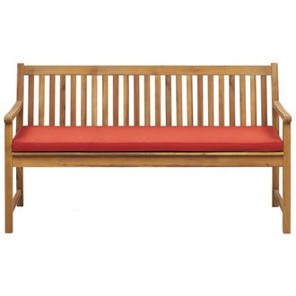 Beliani Beliani - Banco De Jard&iacute;n De Madera De Acacia Clara 160 Cm Listones Coj&iacute;n Terracota Para Exterior Estilo R&uacute;stico Vivara