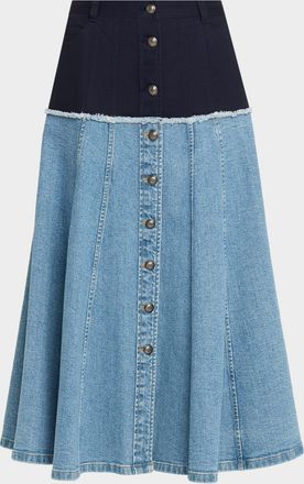 Cinq &agrave; Sept Veena Colorblock Denim Midi Skirt