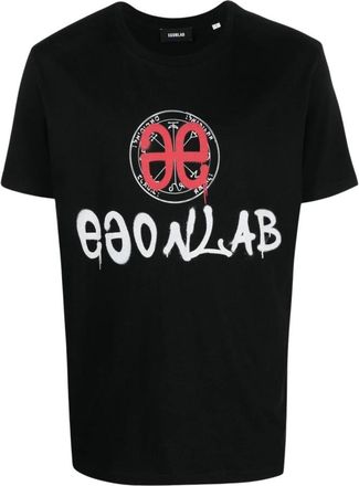EGONlab. Bearbrick Print Katoenen T-shirt - Heren - T-shirts - Zwart - M - Katoen - Tops