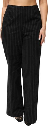 Bencivenga Black Wool Blend Pinstripe Straight Leg Womens Pants