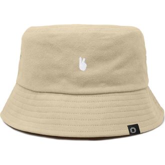 Dalix Womens Lil Peace Sign Cotton Bucket Hat in Sesame Beige at Nordstrom, Size X-Large