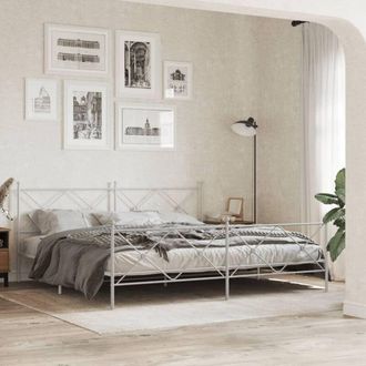 vidaXL Vidaxl - Estructura Cama Sin Colch&oacute;n Con Estribo Metal Blanco 193x203 Cm