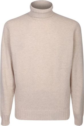 Dell'Oglio Pullover met hoge hals - Heren - Coltruien - Beige - XL - Wol - Truien & Vesten