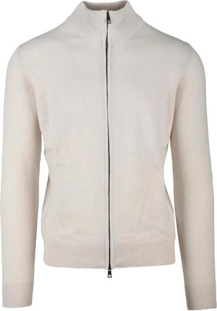 LUIGI BORRELLI NAPOLI cardigan - Heren - Vesten - Wit - L - Wol - Truien & Vesten