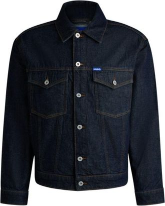 HUGO BOSS Dark-blue denim jacket with adjustable hem
